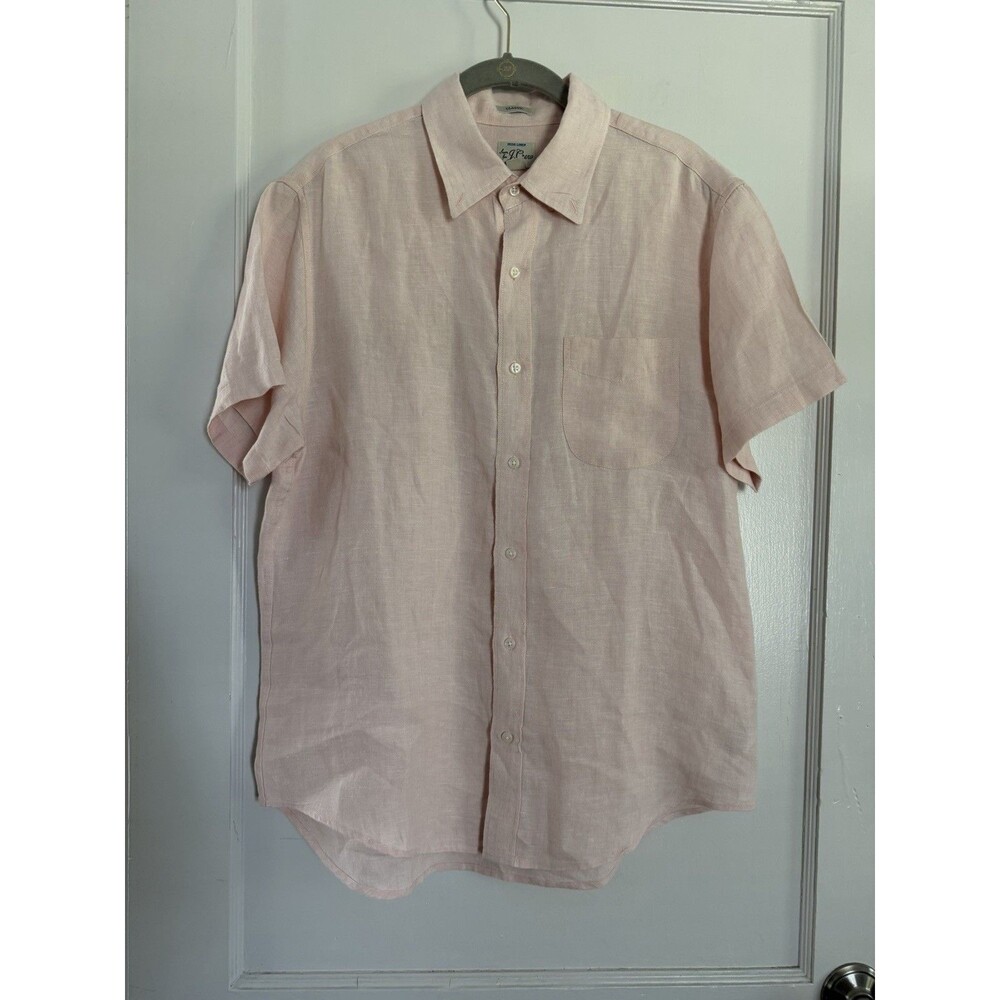 J.Crew Baird McNutt Irish Linen Shirt Mens Medium Pink Short Sleeve Button Up